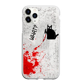 Чехол для iPhone 11 Pro Max матовый с принтом What cat в Тюмени, Силикон |  | Тематика изображения на принте: cat | kitten | knife | what | кот | котёнок | кошка | кровь | нож | что