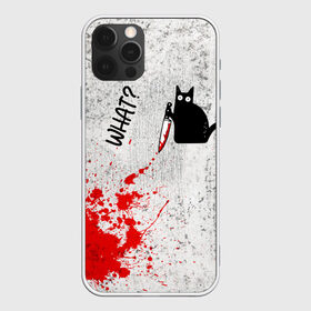 Чехол для iPhone 12 Pro Max с принтом What cat в Тюмени, Силикон |  | Тематика изображения на принте: cat | kitten | knife | what | кот | котёнок | кошка | кровь | нож | что