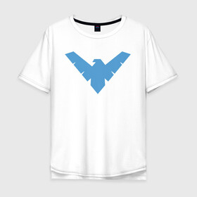 Мужская футболка хлопок Oversize с принтом Nightwing в Тюмени, 100% хлопок | свободный крой, круглый ворот, “спинка” длиннее передней части | Тематика изображения на принте: batman | nightwing | shtatbat | бетмен | бэтмен | найтвинг