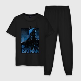 Мужская пижама хлопок с принтом Batman в Тюмени, 100% хлопок | брюки и футболка прямого кроя, без карманов, на брюках мягкая резинка на поясе и по низу штанин
 | Тематика изображения на принте: bat man | batman | batman comics | caped crusader | comics | dark knight | бетмен | брюс уэйн | бэт мен | бэтмен | тёмный рыцарь