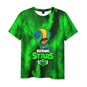 Мужская футболка 3D с принтом BRAWL STARS LEON в Тюмени, 100% полиэфир | прямой крой, круглый вырез горловины, длина до линии бедер | android | brawl stars | crow | games | leon | mobile game | stars | ворон | игры | леон | мобильные игры