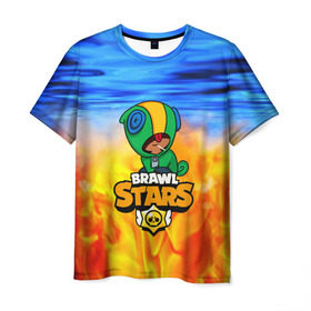 Мужская футболка 3D с принтом BRAWL STARS LEON в Тюмени, 100% полиэфир | прямой крой, круглый вырез горловины, длина до линии бедер | android | brawl stars | crow | games | leon | mobile game | stars | ворон | игры | леон | мобильные игры