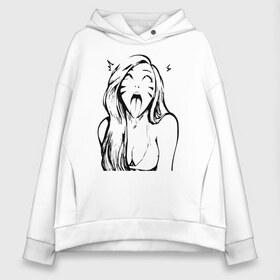 Женское худи Oversize хлопок с принтом Belle Delphine Ahegao в Тюмени, френч-терри — 70% хлопок, 30% полиэстер. Мягкий теплый начес внутри —100% хлопок | боковые карманы, эластичные манжеты и нижняя кромка, капюшон на магнитной кнопке | ahegao | belle delphine |  twich | ахегао | белле дельфин | белль дельфин | блогершка | стримерша | твич