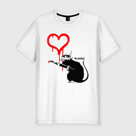 Мужская футболка премиум с принтом BANKSY в Тюмени, 92% хлопок, 8% лайкра | приталенный силуэт, круглый вырез ворота, длина до линии бедра, короткий рукав | banksy | heart | бэнкси | сердце