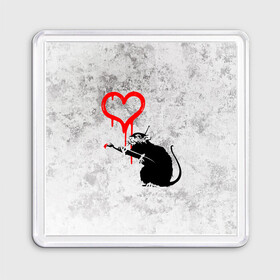 Магнит 55*55 с принтом BANKSY | БЭНКСИ | СЕРДЦЕ | LOVE в Тюмени, Пластик | Размер: 65*65 мм; Размер печати: 55*55 мм | Тематика изображения на принте: banksy | heart | бэнкси | сердце