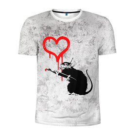 Мужская футболка 3D спортивная с принтом BANKSY в Тюмени, 100% полиэстер с улучшенными характеристиками | приталенный силуэт, круглая горловина, широкие плечи, сужается к линии бедра | Тематика изображения на принте: banksy | heart | бэнкси | сердце