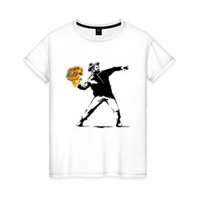 Женская футболка хлопок с принтом Ван Гог в Тюмени, 100% хлопок | прямой крой, круглый вырез горловины, длина до линии бедер, слегка спущенное плечо | art | banksy | graffiti | street | van gogh | арт | бэнкси | ван гог | граффити | искусство | картинка | рисунок | стрит | художник