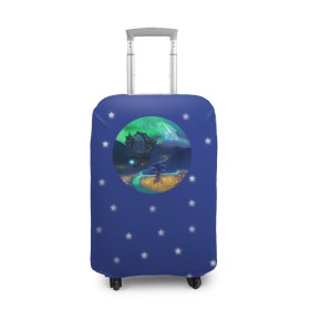 Чехол для чемодана 3D с принтом Звездный дирижабль в Тюмени, 86% полиэфир, 14% спандекс | двустороннее нанесение принта, прорези для ручек и колес | 