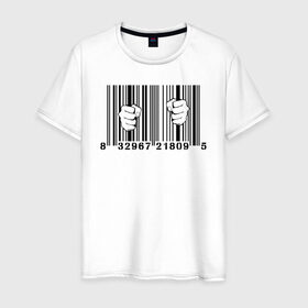 Мужская футболка хлопок с принтом Захваченный Потребительством в Тюмени, 100% хлопок | прямой крой, круглый вырез горловины, длина до линии бедер, слегка спущенное плечо. | art | banksy | graffiti | street | арт | бэнкси | граффити | искусство | картинка | код | рисунок | стрит | художник | штрих