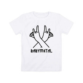 Детская футболка хлопок с принтом BABYMETAL в Тюмени, 100% хлопок | круглый вырез горловины, полуприлегающий силуэт, длина до линии бедер | babymetal | j pop | japan | бэбиметал | дэт метал | каваий метал | моа кикути | судзука накамото | юи мидзуно | япония