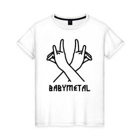 Женская футболка хлопок с принтом BABYMETAL в Тюмени, 100% хлопок | прямой крой, круглый вырез горловины, длина до линии бедер, слегка спущенное плечо | babymetal | j pop | japan | бэбиметал | дэт метал | каваий метал | моа кикути | судзука накамото | юи мидзуно | япония