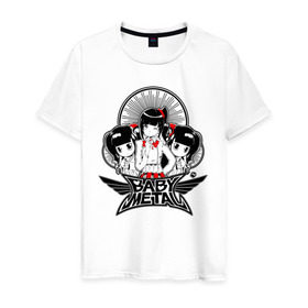 Мужская футболка хлопок с принтом BABYMETAL в Тюмени, 100% хлопок | прямой крой, круглый вырез горловины, длина до линии бедер, слегка спущенное плечо. | Тематика изображения на принте: babymetal | j pop | japan | бэбиметал | дэт метал | каваий метал | моа кикути | судзука накамото | юи мидзуно | япония