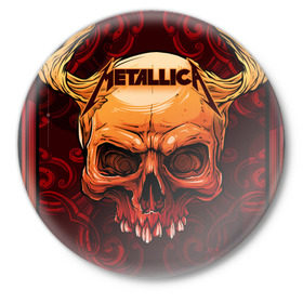 Значок с принтом Metallica в Тюмени,  металл | круглая форма, металлическая застежка в виде булавки | Тематика изображения на принте: album | black | concert | heavy | kirk | metal | metallica | music | rock | tolls | джеймс хэтфилд | кирк хэмметт | клифф бёртон | ларс ульрих | метал | металлика | трэш