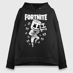 Женское худи Oversize хлопок с принтом FORTNITE MARSHMELLO в Тюмени, френч-терри — 70% хлопок, 30% полиэстер. Мягкий теплый начес внутри —100% хлопок | боковые карманы, эластичные манжеты и нижняя кромка, капюшон на магнитной кнопке | chapter 2 | fortnite | marshmello | диджей | игры | маршмэллоу | молоток | фортнайт