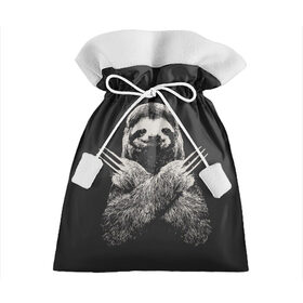 Подарочный 3D мешок с принтом Slotherine в Тюмени, 100% полиэстер | Размер: 29*39 см | animals | wolverine | ленивец | росомаха