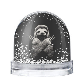Снежный шар с принтом Slotherine в Тюмени, Пластик | Изображение внутри шара печатается на глянцевой фотобумаге с двух сторон | animals | wolverine | ленивец | росомаха