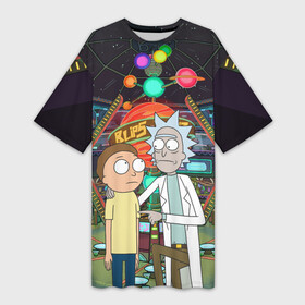 Платье-футболка 3D с принтом Rick and Morty in Blips в Тюмени,  |  | Тематика изображения на принте: blips | dsgngerzen | vdgerir | рик и морти | рик санчес