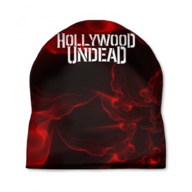 Шапка 3D с принтом HOLLYWOOD UNDEAD в Тюмени, 100% полиэстер | универсальный размер, печать по всей поверхности изделия | charlie scene | danny | funny man | hollywood undead | j dog | johnny 3 tears | logo | music | rock | альтернатива | металл | музыка | музыкальный | рок