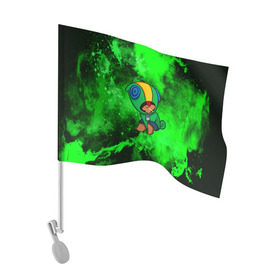 Флаг для автомобиля с принтом Brawl Stars LEON в Тюмени, 100% полиэстер | Размер: 30*21 см | android | brawl stars | crow | games | leon | mobile game | stars | ворон | игры | леон | мобильные игры