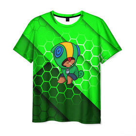 Мужская футболка 3D с принтом Brawl Stars LEON в Тюмени, 100% полиэфир | прямой крой, круглый вырез горловины, длина до линии бедер | android | brawl stars | crow | games | leon | mobile game | stars | ворон | игры | леон | мобильные игры