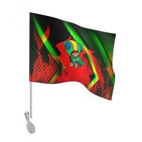 Флаг для автомобиля с принтом LEON в Тюмени, 100% полиэстер | Размер: 30*21 см | android | brawl stars | crow | games | leon | mobile game | stars | ворон | игры | леон | мобильные игры