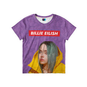 Детская футболка 3D с принтом BILLIE EILISH в Тюмени, 100% гипоаллергенный полиэфир | прямой крой, круглый вырез горловины, длина до линии бедер, чуть спущенное плечо, ткань немного тянется | bad guy | billie | eilish | ocean eyes | айлиш | билли | девушка | певица | эйлиш