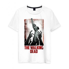 Мужская футболка хлопок с принтом The Walking Dead в Тюмени, 100% хлопок | прямой крой, круглый вырез горловины, длина до линии бедер, слегка спущенное плечо. | the walking dead | twd | апокалипсис | зомби | ходячие мертвецы
