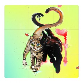 Магнитный плакат 3Х3 с принтом LOVE в Тюмени, Полимерный материал с магнитным слоем | 9 деталей размером 9*9 см | cat | cats | животные | киса | киска | кот | котики | коты | котэ | кошка | природа