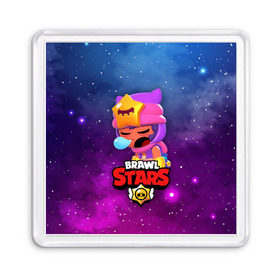 Магнит 55*55 с принтом SANDY SPACE (Brawl Stars) в Тюмени, Пластик | Размер: 65*65 мм; Размер печати: 55*55 мм | brawl | bull | colt | crow | game | games | leon | online | penny | poco | sandy | shelly | spike | star | stars | wanted | брав | бравл | браво | звезда | звезды | игра | игры | лого | онлайн | сенди | старс | сэнди