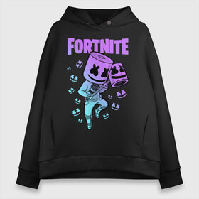 Женское худи Oversize хлопок с принтом FORTNITE MARSHMELLO в Тюмени, френч-терри — 70% хлопок, 30% полиэстер. Мягкий теплый начес внутри —100% хлопок | боковые карманы, эластичные манжеты и нижняя кромка, капюшон на магнитной кнопке | chapter 2 | fortnite | marshmello | диджей | игры | маршмэллоу | молоток | фортнайт