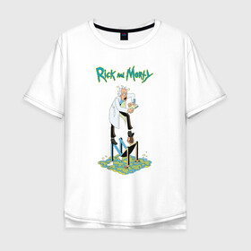 Мужская футболка хлопок Oversize с принтом Rick and Morty в Тюмени, 100% хлопок | свободный крой, круглый ворот, “спинка” длиннее передней части | Тематика изображения на принте: dsgnosadchaya | rick  morty | vdosadir | джастин ройланд | дэн хармон | миссикс | плюмбус | рик и морти