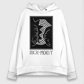 Женское худи Oversize хлопок с принтом Rick and Morty black and white в Тюмени, френч-терри — 70% хлопок, 30% полиэстер. Мягкий теплый начес внутри —100% хлопок | боковые карманы, эластичные манжеты и нижняя кромка, капюшон на магнитной кнопке | black and white | cn_1952863_019061 | dsgnosadchaya | rick  morty | vdosadir | джастин ройланд | дэн хармон | миссикс | плюмбус | рик и морти | чёрно белый