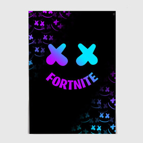 Постер с принтом FORTNITE x MARSHMELLO в Тюмени, 100% бумага
 | бумага, плотность 150 мг. Матовая, но за счет высокого коэффициента гладкости имеет небольшой блеск и дает на свету блики, но в отличии от глянцевой бумаги не покрыта лаком | fortnite | fortnite 2 | fortnite x маршмелло | ikonik | marshmello | ninja | ninja streamer | иконик | ниндзя | фортнайт | фортнайт 2 | фортнайт глава 2