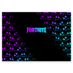 Поздравительная открытка с принтом FORTNITE x MARSHMELLO в Тюмени, 100% бумага | плотность бумаги 280 г/м2, матовая, на обратной стороне линовка и место для марки
 | fnchap2 | fortnite | fortnite 2 | fortnite x | marshmello | маршмелло | фортнайт | фортнайт 2 | фортнайт глава 2