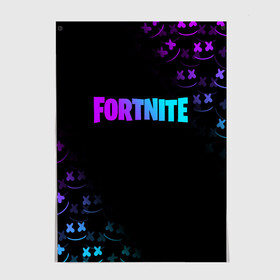 Постер с принтом FORTNITE x MARSHMELLO в Тюмени, 100% бумага
 | бумага, плотность 150 мг. Матовая, но за счет высокого коэффициента гладкости имеет небольшой блеск и дает на свету блики, но в отличии от глянцевой бумаги не покрыта лаком | fnchap2 | fortnite | fortnite 2 | fortnite x | marshmello | маршмелло | фортнайт | фортнайт 2 | фортнайт глава 2