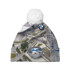 Шапка 3D c помпоном с принтом BMW city в Тюмени, 100% полиэстер | универсальный размер, печать по всей поверхности изделия | bmw | buildings | city | germany | munich | prestige | бмв | германия | город | здания | мюнхен | престиж