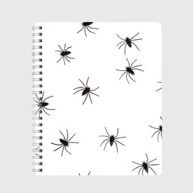 Тетрадь с принтом Пауки в Тюмени, 100% бумага | 48 листов, плотность листов — 60 г/м2, плотность картонной обложки — 250 г/м2. Листы скреплены сбоку удобной пружинной спиралью. Уголки страниц и обложки скругленные. Цвет линий — светло-серый
 | spider | spiders | абстрактный | абстракция | животное | животные | жук | жуки | насекомое | насекомые | паук | паучий | паучки | паучок | природа | фауна
