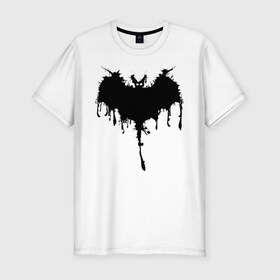 Мужская футболка премиум с принтом Bat в Тюмени, 92% хлопок, 8% лайкра | приталенный силуэт, круглый вырез ворота, длина до линии бедра, короткий рукав | 31 | bat | blot | eyes | halloween | wings | глаза | клякса | крылья | летучая мышь | хэллоуин