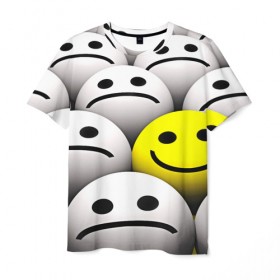 Мужская футболка 3D с принтом EMOJI 2019 в Тюмени, 100% полиэфир | прямой крой, круглый вырез горловины, длина до линии бедер | emoji | настроение | позитив | смайлики | смайлы | стикеры | текстура смайл | улыбки | фон смайл | эмодзи