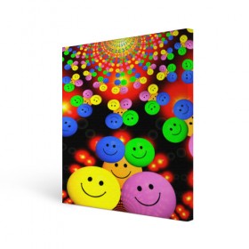Холст квадратный с принтом ЦВЕТНЫЕ СМАЙЛИКИ в Тюмени, 100% ПВХ |  | emoji | настроение | позитив | смайлики | смайлы | стикеры | текстура смайл | улыбки | фон смайл | эмодзи
