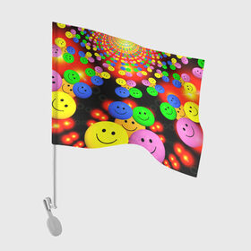 Флаг для автомобиля с принтом ЦВЕТНЫЕ СМАЙЛИКИ в Тюмени, 100% полиэстер | Размер: 30*21 см | emoji | настроение | позитив | смайлики | смайлы | стикеры | текстура смайл | улыбки | фон смайл | эмодзи