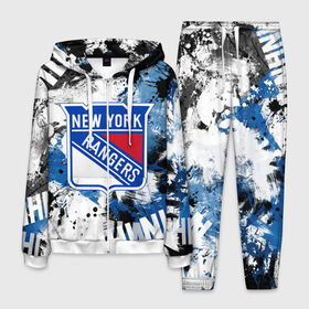 Мужской костюм 3D с принтом Нью-Йорк Рейнджерс в Тюмени, 100% полиэстер | Манжеты и пояс оформлены тканевой резинкой, двухслойный капюшон со шнурком для регулировки, карманы спереди | hockey | new york | new york rangers | nhl | rangers | usa | нхл | нью йорк | нью йорк рейнджерс | рейнджерс | спорт | сша | хоккей | шайба