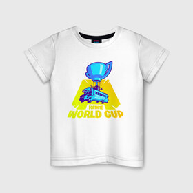 Детская футболка хлопок с принтом WORLD CUP FORTNITE в Тюмени, 100% хлопок | круглый вырез горловины, полуприлегающий силуэт, длина до линии бедер | 11 сезон | 2 часть | cup | fort | fortnite | fortnite 2 | season 11 | world | worldcup | битва | ворлд | кап | королевская | форт | фортнайт