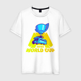 Мужская футболка хлопок с принтом WORLD CUP FORTNITE в Тюмени, 100% хлопок | прямой крой, круглый вырез горловины, длина до линии бедер, слегка спущенное плечо. | 11 сезон | 2 часть | cup | fort | fortnite | fortnite 2 | season 11 | world | worldcup | битва | ворлд | кап | королевская | форт | фортнайт