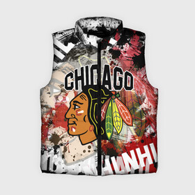 Женский жилет утепленный 3D с принтом Chicago Blackhawks в Тюмени,  |  | blackhawks | chicago | chicago blackhawks | hockey | nhl | usa | блэкхокс | нхл | спорт | сша | хоккей | чикаго | чикаго блэкхокс | шайба