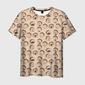 Мужская футболка 3D с принтом Эмоции Морти в Тюмени, 100% полиэфир | прямой крой, круглый вырез горловины, длина до линии бедер | Тематика изображения на принте: dsgnosadchaya | rick  morty | vdosadir | джастин ройланд | дэн хармон | миссикс | плюмбус | рик и морти | эмоции