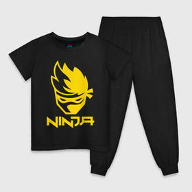 Детская пижама хлопок с принтом FORTNITE NINJA в Тюмени, 100% хлопок |  брюки и футболка прямого кроя, без карманов, на брюках мягкая резинка на поясе и по низу штанин
 | Тематика изображения на принте: fnchap2 | fortnite | fortnite 2 | fortnite x | marshmello | ninja | ninja hyper streamer | ninja streamer | streamer | tyler blevins | маршмелло | ниндзя | фортнайт | фортнайт 2 | фортнайт глава 2