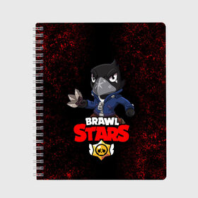 Тетрадь с принтом Crow (Brawl Stars) в Тюмени, 100% бумага | 48 листов, плотность листов — 60 г/м2, плотность картонной обложки — 250 г/м2. Листы скреплены сбоку удобной пружинной спиралью. Уголки страниц и обложки скругленные. Цвет линий — светло-серый
 | brawl stars | crow | game | leon | бравл | бравл стар | бравл старс | ворон | ворона | детская | детям | игра | компьютерная игра | кров | леон | персонаж | развлечение