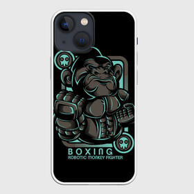 Чехол для iPhone 13 mini с принтом Gorilla fighter в Тюмени,  |  | Тематика изображения на принте: boxing | cool | fighter | fist | glove | gorilla | monkey | power | punch | robot | боец | бокс | горилла | крутая | кулак | обезьяна | перчатка | робот | сила | удар