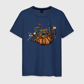 Мужская футболка хлопок с принтом Рик и Морти в Тюмени, 100% хлопок | прямой крой, круглый вырез горловины, длина до линии бедер, слегка спущенное плечо. | halloween | rick  morty | морти | рик | рик и морти | рик санчез | хэллуин